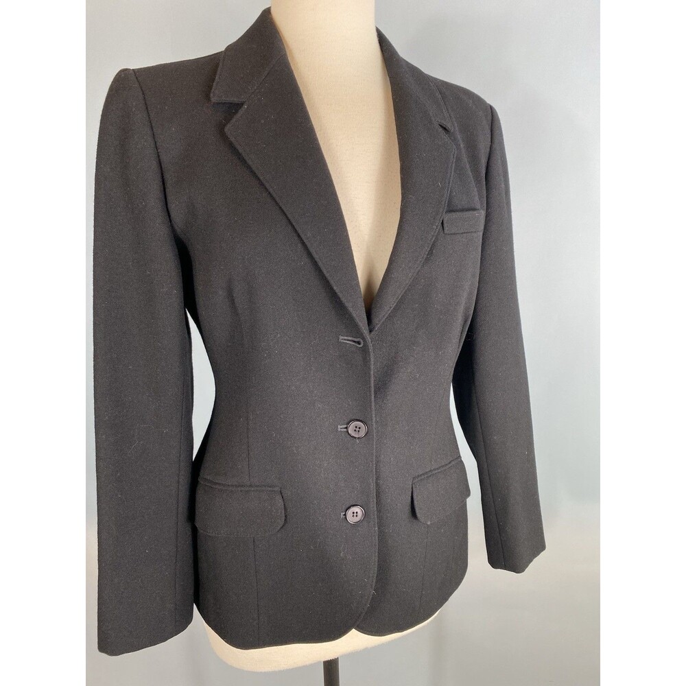 Pendleton Women's Blazer Vintage 100% Wool Black Size 8 USA Made